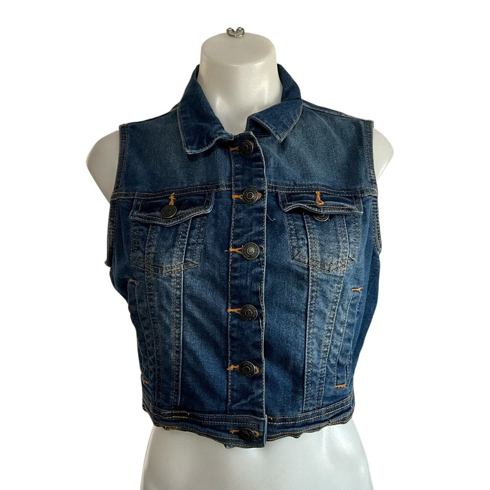 Miss Selfie Sleeveless Denim Jacket: Modern